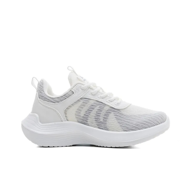 Warrior Wear-Resistant Lightweight Height Increasing Low-Top Running Shoes Women's White Gray-2