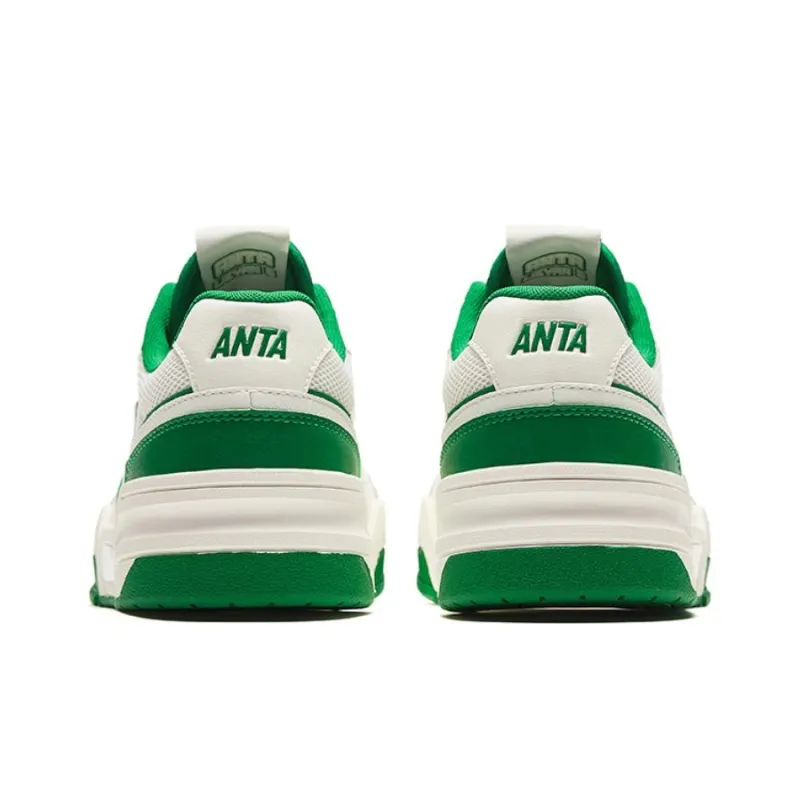 Anta Life Collection Anti-Slip Wear-Resistant Low-Top Skateboard Shoes Women's White Green-2