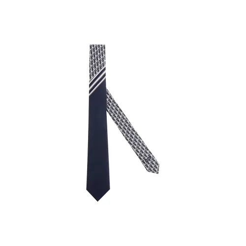Dior Oblique Printing Necktie Ties Male Navy Blue