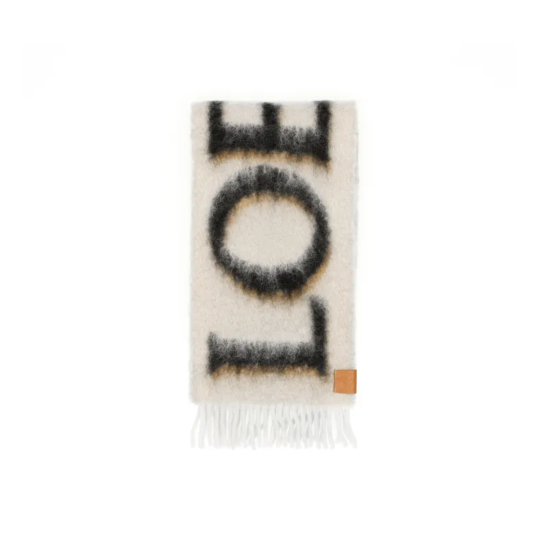 LOEWE Logo Intarsia Fringed Scarf-2