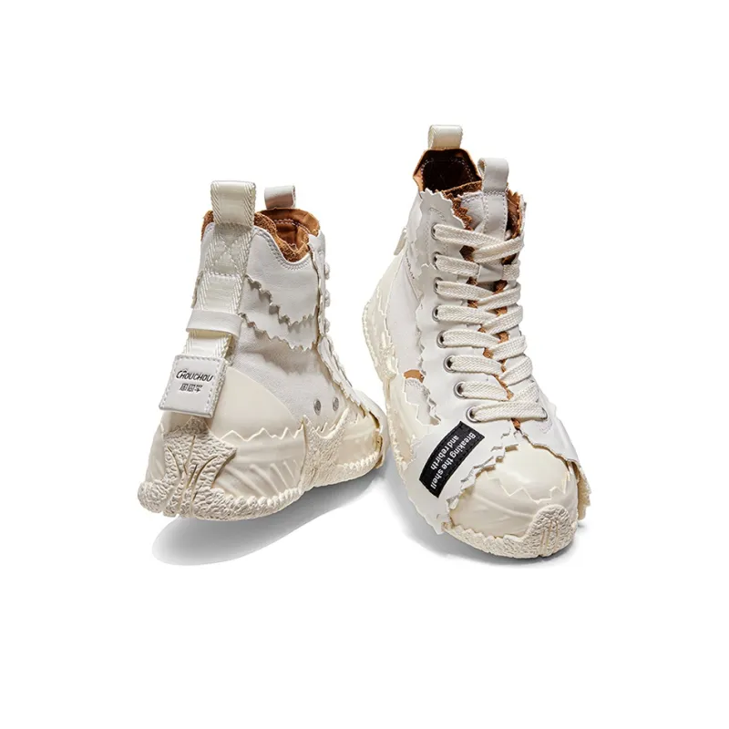 CHOUCHOUS Skateboard Shoes Unisex High Top White-4