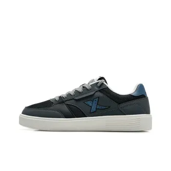 XTEP Skateboard Shoes Men Low Top Charcoal Gray/Black/Gray Navy Blue