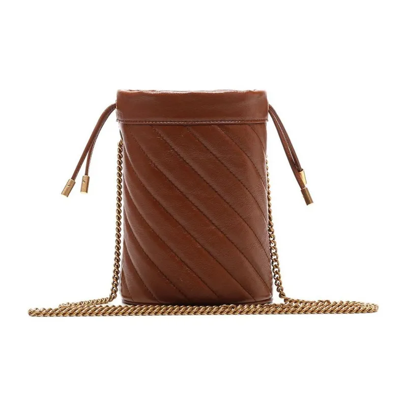 GUCCI Calfskin Bucket Bags Crossbody Bag Shoulder Bag Women's Dark Brown-2