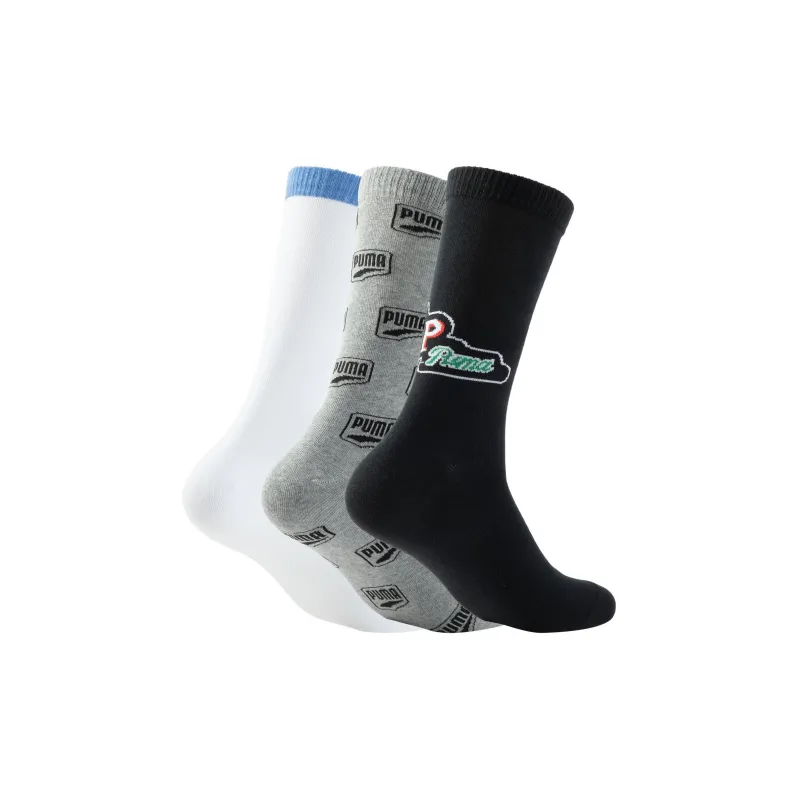 PUMA 3P APAC Mid Calf Socks Unisex 3 Pack White+Gray+Black-1