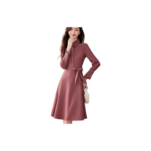 Like the age of water Long-Sleeved Dresses Women's Rubber Pink