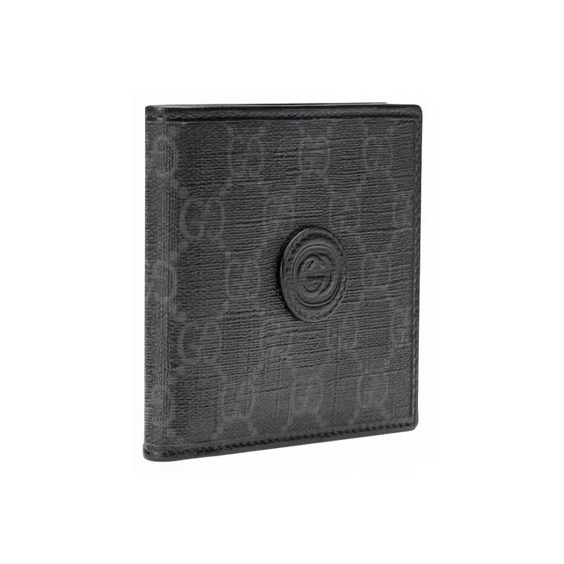 GUCCI Canvas With Leather Wallet Men's Black Gray-1