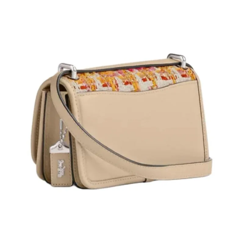 COACH Bandit Tweed Shoulder Bag Crossbody Bag Small Size Women's Silver & Neutral Multicolor-1