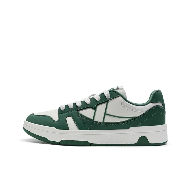 XTEP MAXX LITE Wear Resistant Low Top Skateboard Shoes Men's Sail White/Deep Emerald Green-0