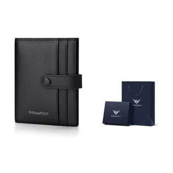 WilliamPOLO Top Grain Cow Leather Card Holder Individual Storage Bag Regular Men's Black