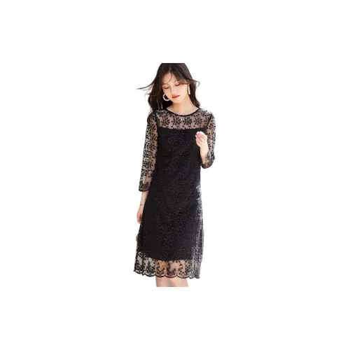 Like the age of water Long-Sleeved Dresses Women's Black