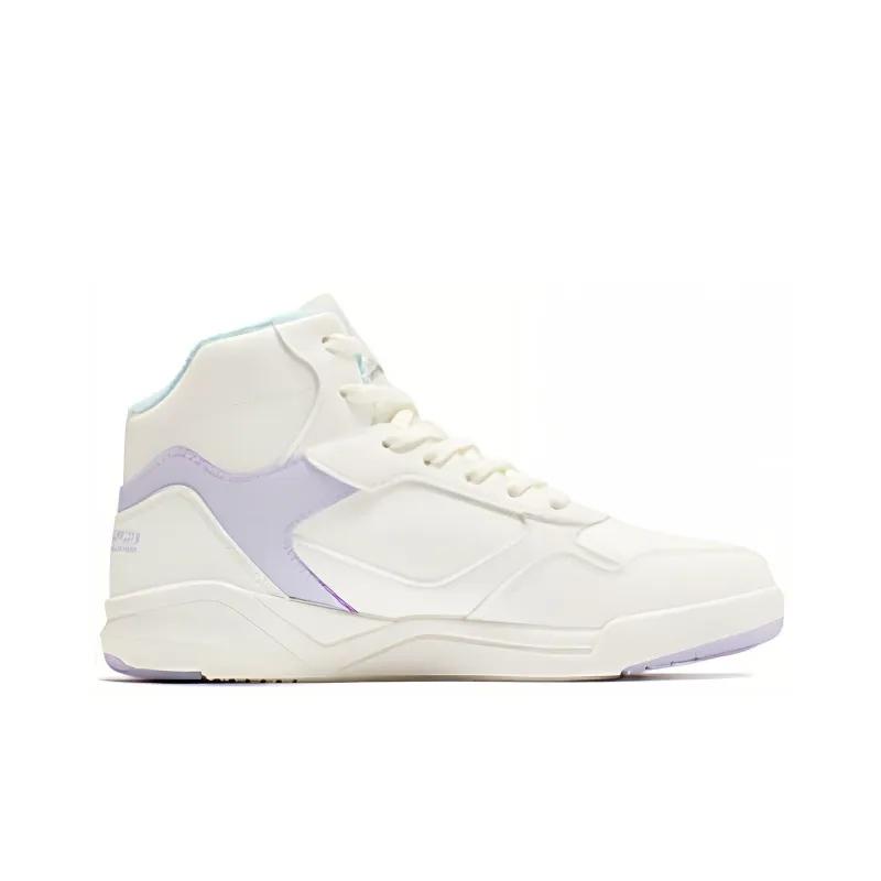 361° Anti Slip And Wear Resistant Breathable High Top Skateboard Shoes Women's White Purple-1