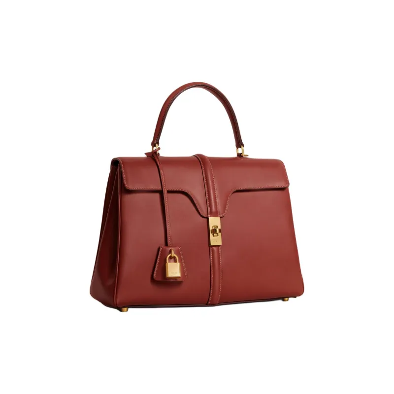 CELINE 16 Cow Leather Crossbody One Shoulder Handbag Medium Size Women's Red-1