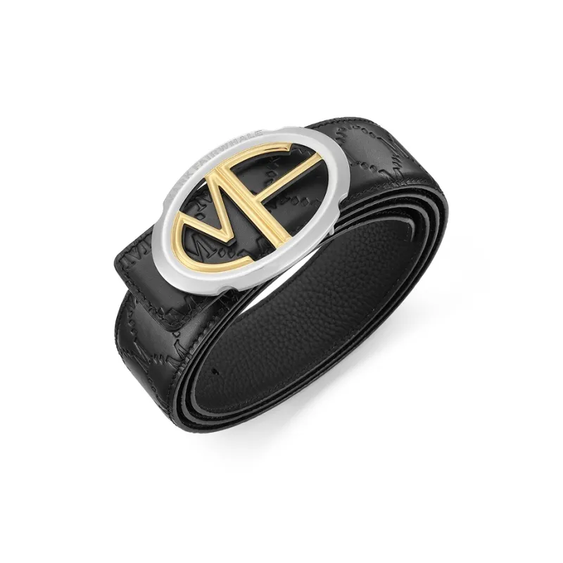 FAIRWHALE Brand New Arrival Logo M Pattern Plate Buckle Belt Top Grain Cow Leather Belt Men's Width 3.5CM-2