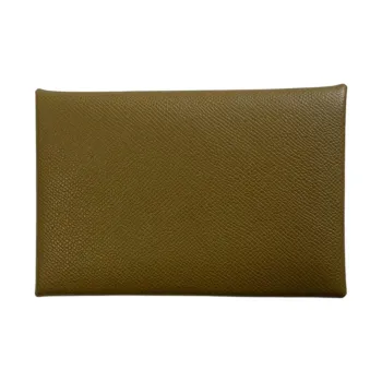HERMES Calvi Madame Calfskin Card Holder Women's U8 Bronze Dore Copper Gold