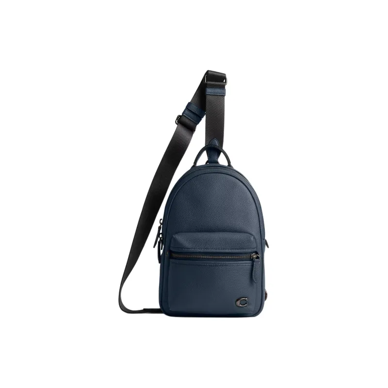 COACH Charter Soft Polished Pebbled Leather Crossbody Sling Bag Small Size Men's Dark Color Denim-0