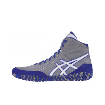 Asics Aggressor 3 Wear-Resistant High-Top Training Shoes Men's Gray Blue