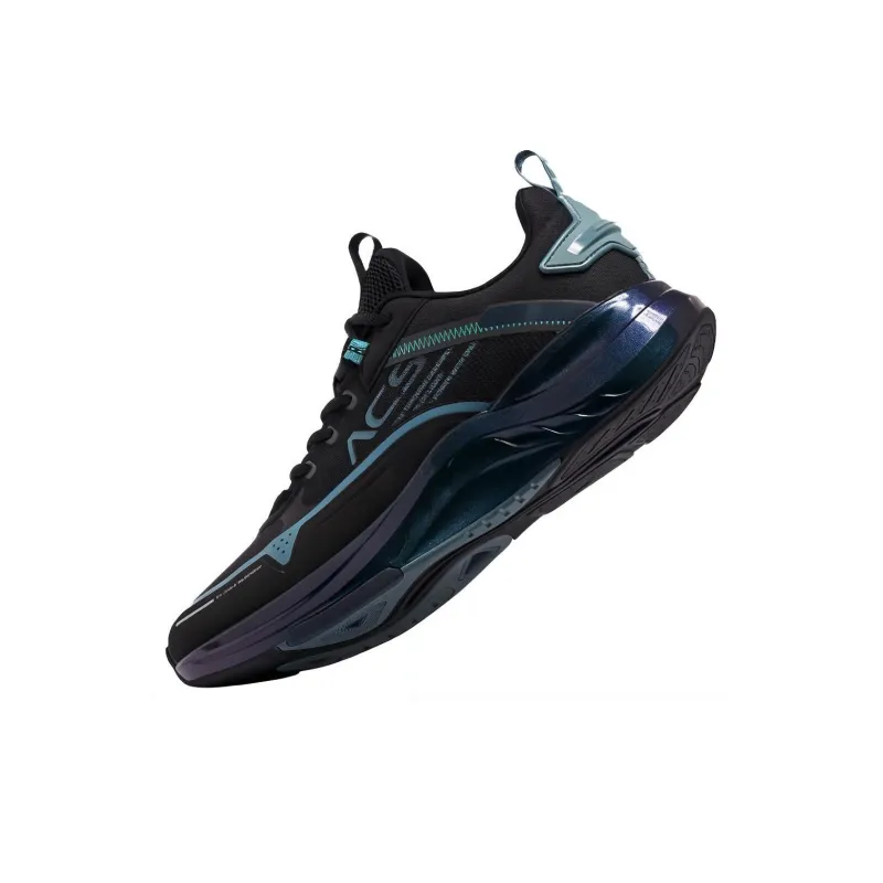 QIAODAN Shock Absorbers With Slip Resistant And Abrasion Resistant Properties Low Top Running Shoes Men's Black Green-2