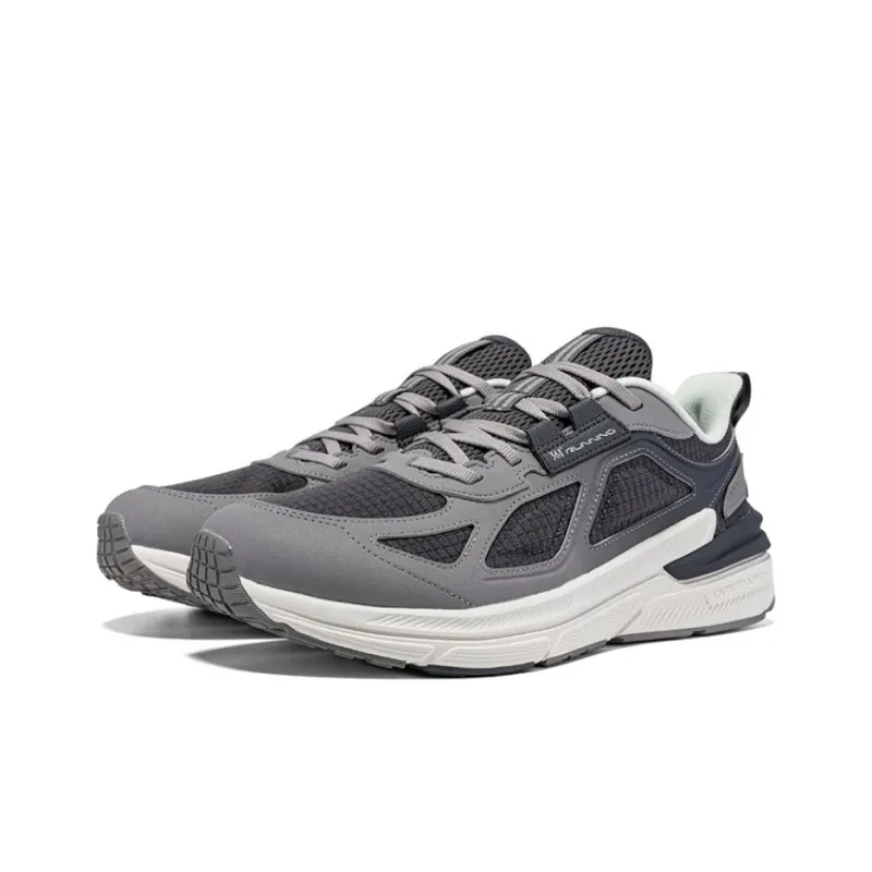 361° Cushioned Slip Resistant Low Top Running Shoes Men's Gray White-2