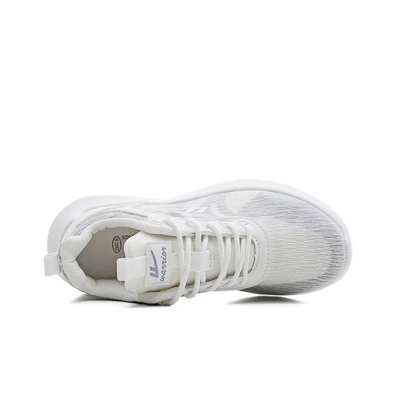 Warrior Wear-Resistant Lightweight Height Increasing Low-Top Running Shoes Women's White Gray-3