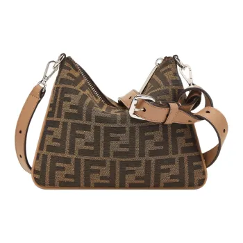 FENDI FF Polyester Shoulder Bag Crossbody Bag Cell Phone Pouch Mini Men's Brown