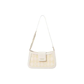 SEM/R PU Shoulder Bag Small Size Women's Black/Ecru/Pink