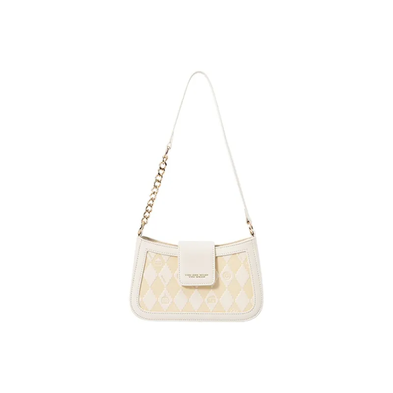 SEM/R PU Shoulder Bag Small Size Women's Black/Ecru/Pink-6