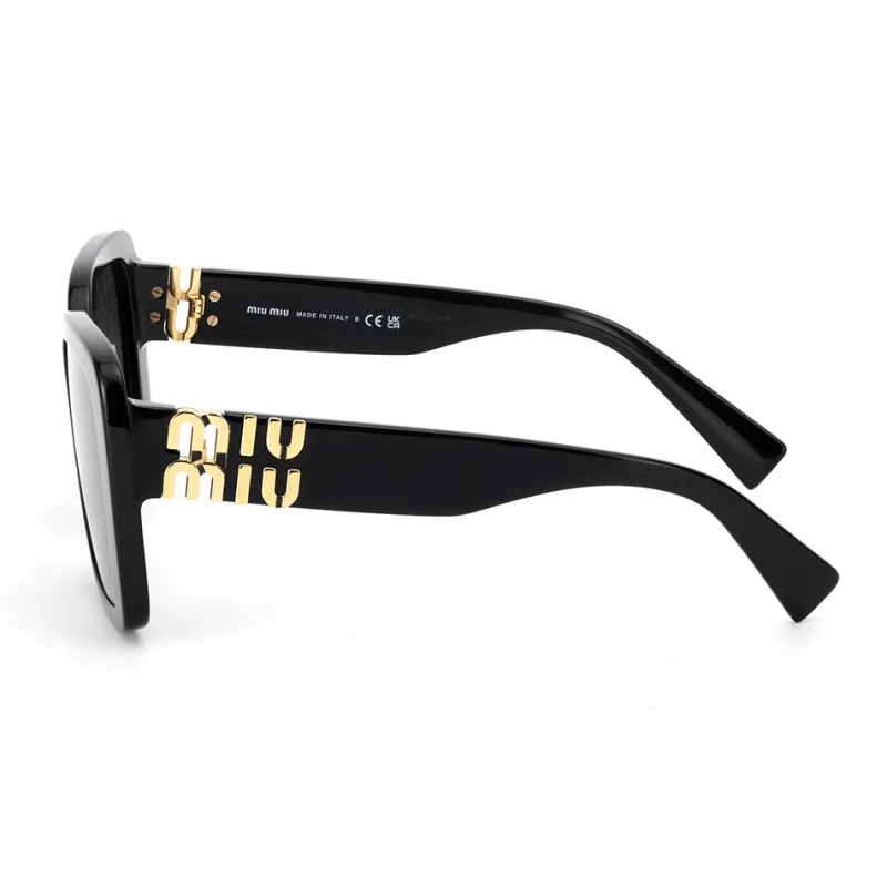 MIU MIU Plate Frame Irregular Shape Sunglasses Women's Black-2