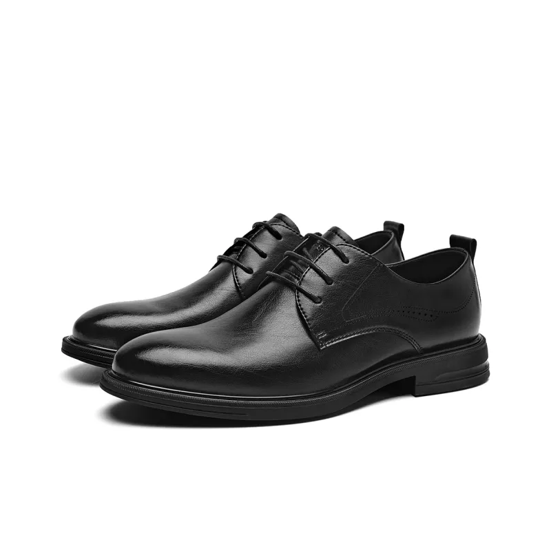 HLA Dress Shoes Men Low Top Black-1
