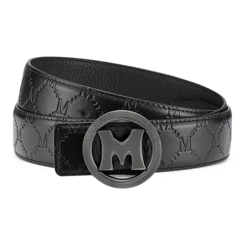 FAIRWHALE Brand Front Logo Pattern M Plate Buckle Genuine Leather Belt Top Grain Cow Leather Belt Men's Width 3.5CM