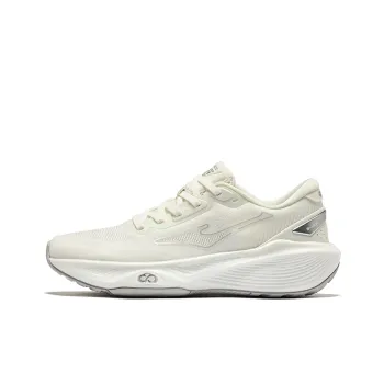 Erke Cushioning Breathable Rebound Low Top Training Running Shoes Women's Microcrystal White Bright Silver