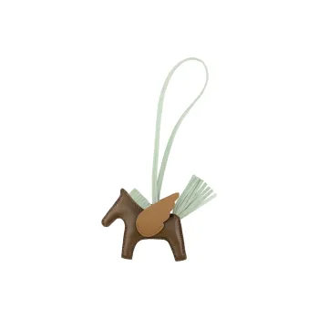 HERMES Cow Leather Keychains Unisex Elephant Gray Bubble Green Cookie