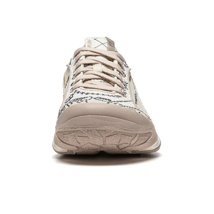 LiNing CF Hiking 3 Cushioning Wear Resistant Low Top Casual Shoes Unisex Beige White Black-4