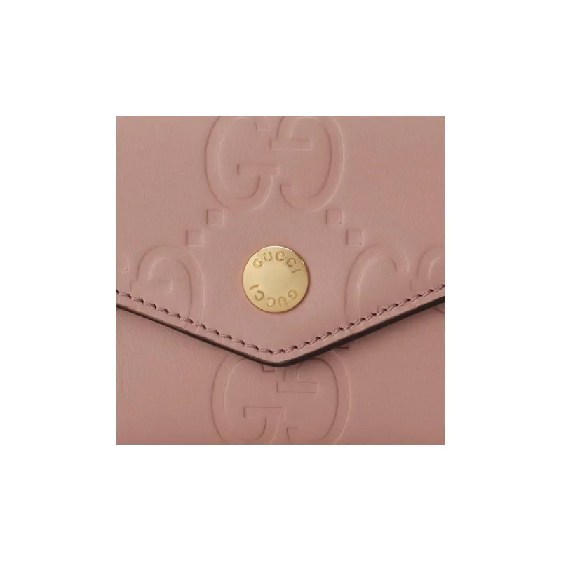 GUCCI Leather Card Holder Card Holder Women's Pink-4