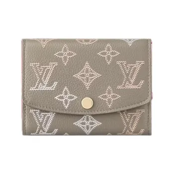 LOUIS VUITTON Victorine Mahina Perforated Calfskin Victoria Card Holder Wallet Women's Gray