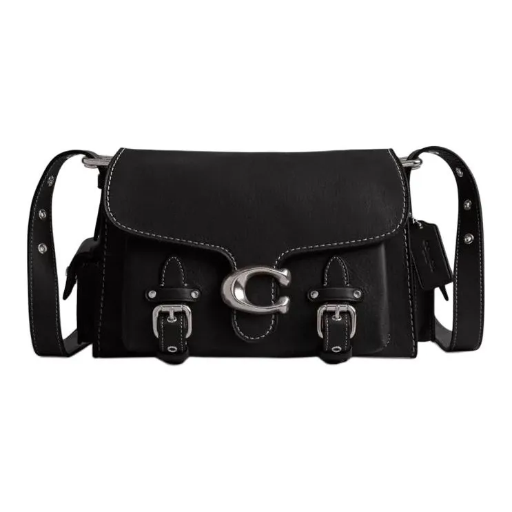 COACH Western Tabby Grain Leather Shoulder Bag, Crossbody Bag Medium Size Women's Black-0
