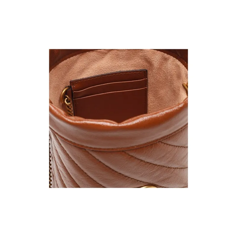 GUCCI Calfskin Bucket Bags Crossbody Bag Shoulder Bag Women's Dark Brown-3