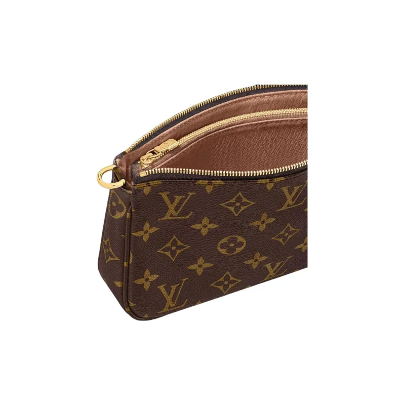 LOUIS VUITTON Coated Canvas Cow Leather Patchwork Trim Handbag Shoulder Bag Women's Brown-5