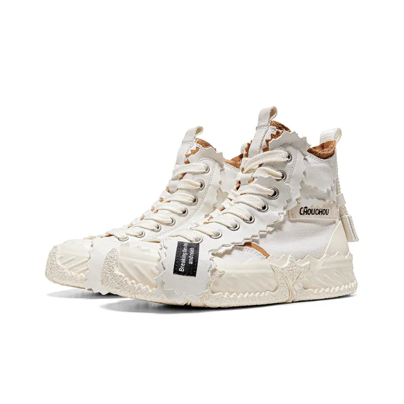 CHOUCHOUS Skateboard Shoes Unisex High Top White-3