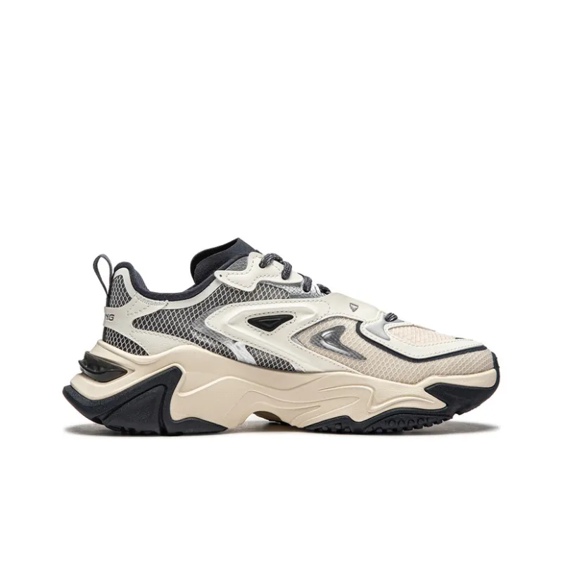 LiNing CF Qianxing Strategy SS Cushioning Rebound Low-Top Casual Shoes Women's Ash Ecru-1