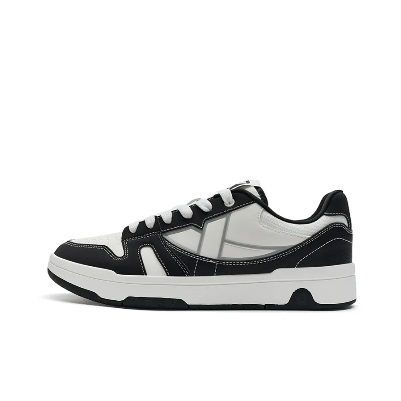 XTEP MAXX LITE Anti Slip Wear Resistant Low Top Skateboard Shoes Men's Canvas White/Black-0