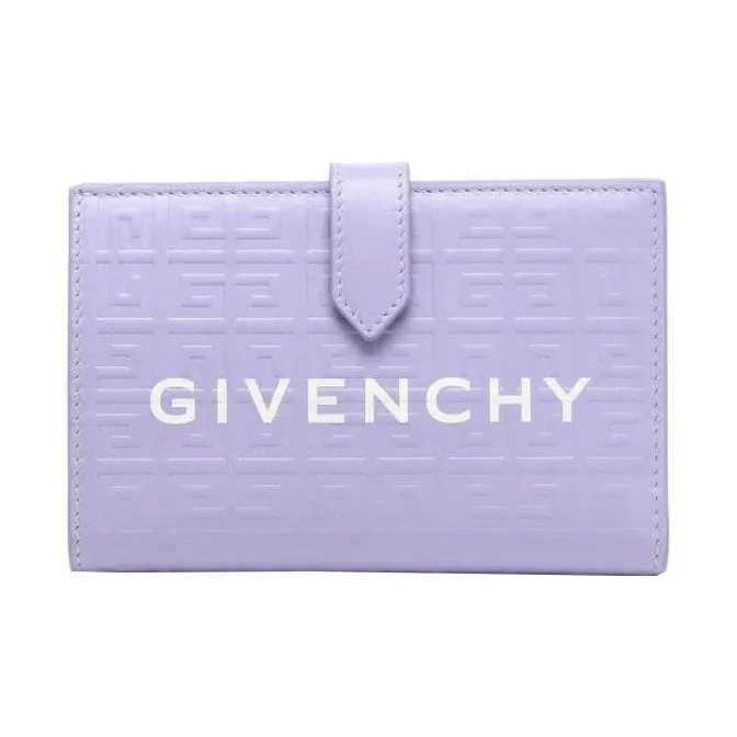 GIVENCHY Leather Card Holder Wallet Mini Women's Lavender-0