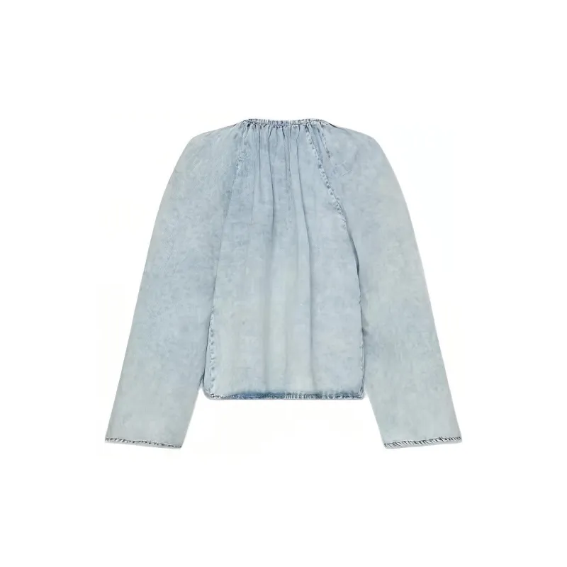 FRAME Shirred Denim Blouse-1