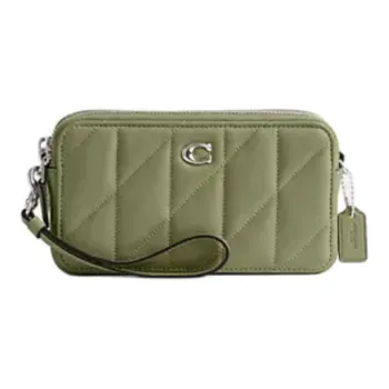 COACH Kira Leather Wrist Bag Clutch Trumpets Women's Moss Green