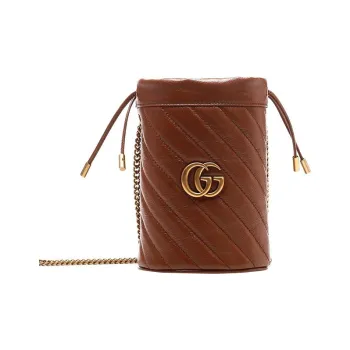 GUCCI Calfskin Bucket Bags Crossbody Bag Shoulder Bag Women's Dark Brown