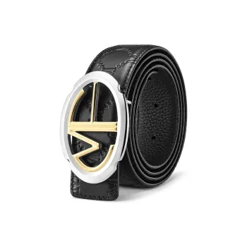 FAIRWHALE Brand New Arrival Logo M Pattern Plate Buckle Belt Top Grain Cow Leather Belt Men's Width 3.5CM