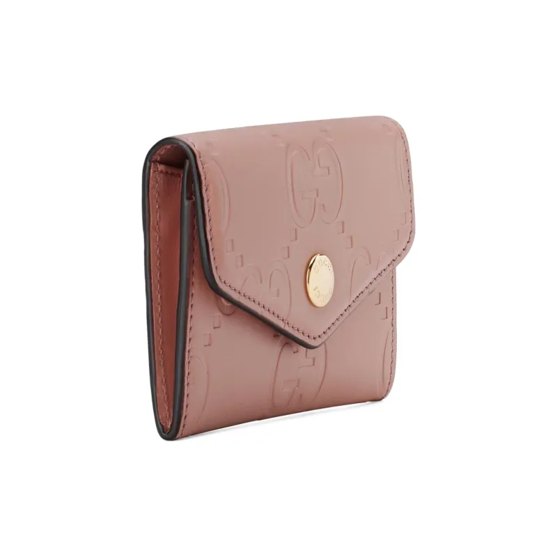GUCCI Leather Card Holder Card Holder Women's Pink-1