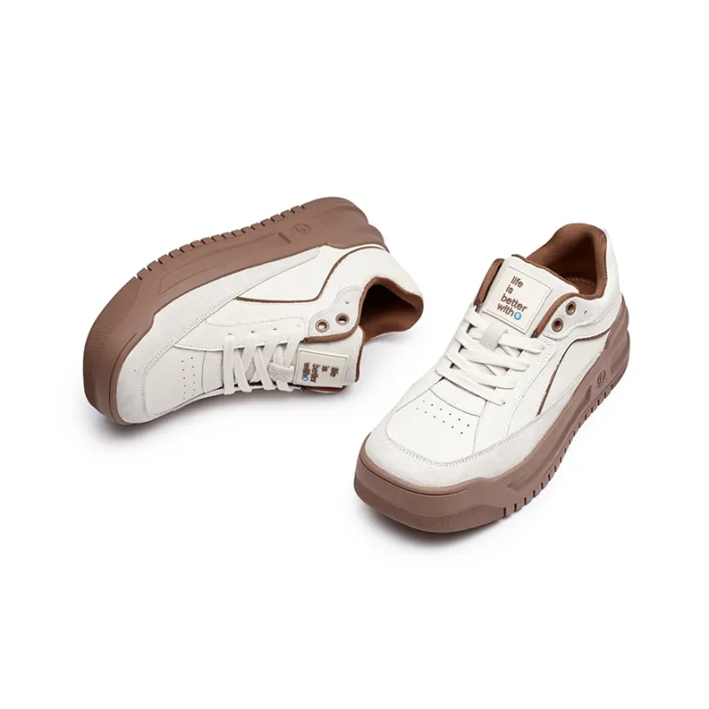 GONGJI Skateboard Shoes Women's Low Top Milk Tea Brown-5