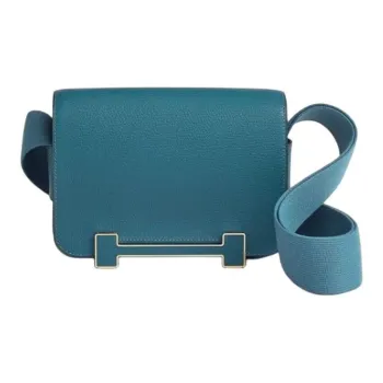 HERMES Geta Mysore Goat Skin Crossbody Bag Shoulder Bag Women's D2 NEW BLEU JEAN Denim Blue
