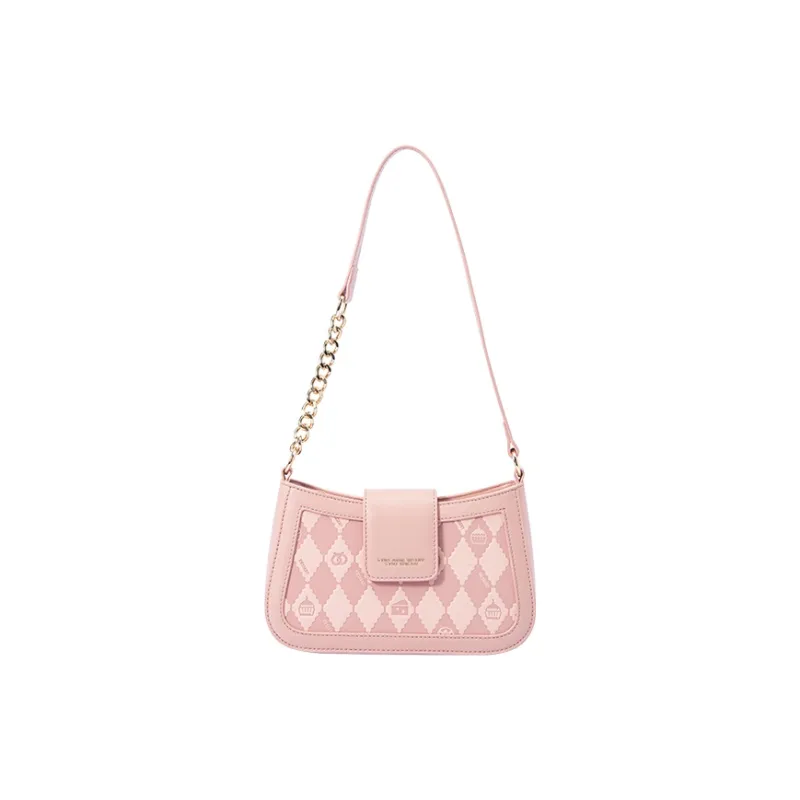 SEM/R PU Shoulder Bag Small Size Women's Black/Ecru/Pink-0