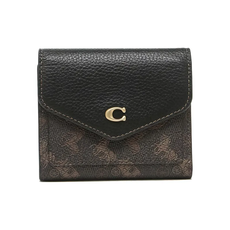 COACH Wyn Leather Clutch Envelope Bag Coin Purse Wallet Regular Women's Black-0